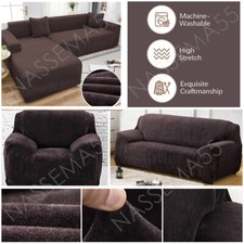 VELVET Elastic STRETCH SOFA COVERS Slipcover Protector Settee 1/2/3/4 Seater