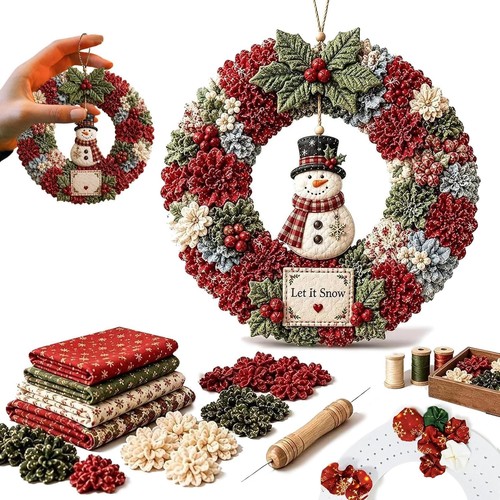 Fabric poke wreath - 3d,
