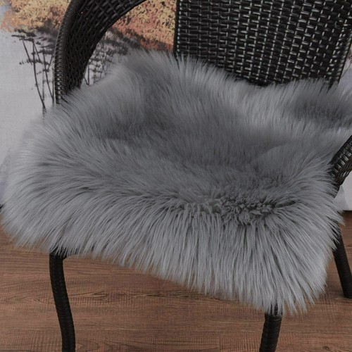 Grey white fluffy faux - faux, fur
