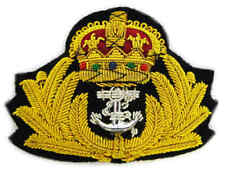 Royal Navy Cap Badge WWII Officers WW2 RN Kings Crown WW1 WWI New Antique Aged