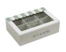 Wooden Storage Tea Box Compartment Rustic Kitchen Storage Display Vintage Chest