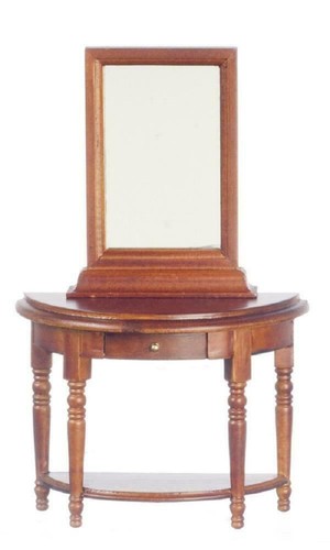 Dolls house half moon walnut - half,