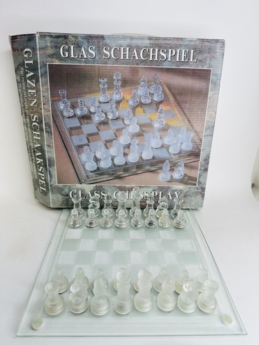Glass chess set board - set,