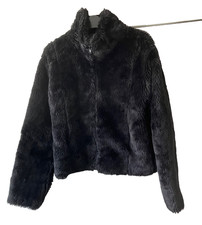 NEW LOOK Black Faux Fur Jacket Size 12
