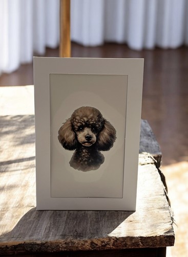 Grey poodle dog greetings card - poodle,