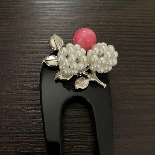 Pink flower hairpin shaped - pink, u-shaped