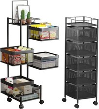 6 Tier Rotating Kitchen Storage Rack Trolley Vegetable Cart Organizer Shelf NEW