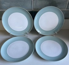 Marks & Spencer Cross Hatch Duck Egg Green Plates X 4 21.5cm. M&S Side Plate