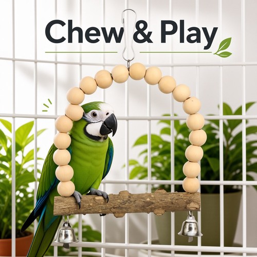 Parrot swing decor with wooden - parrot,