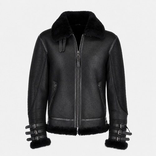 Men black sheepskin - men's,