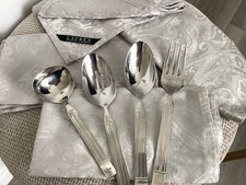 ralph lauren silver grey napkins 4 piece serving cutlery