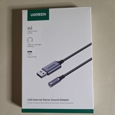 UGREEN USB to 3.5mm Jack Audio Adapter External Sound Card. Opened, never used