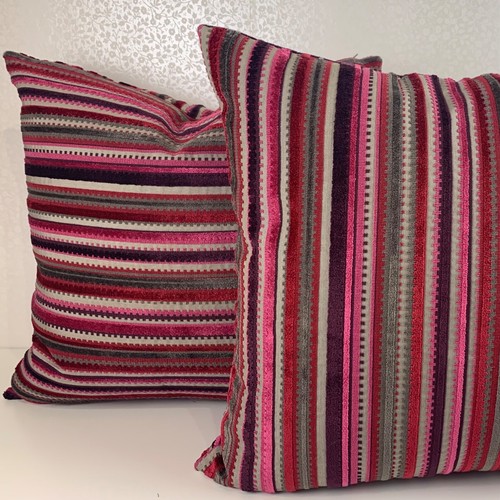 Pink square velvet cushion