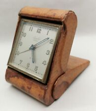 Vtg 1920s Angelus Junior Art Deco Leather Folding Travel Alarm Clock Calibre 190