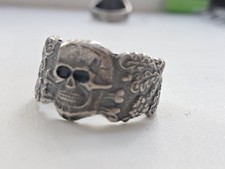 GERMAN WWII SILVER 800 SKULL RING  Size 11 11.5