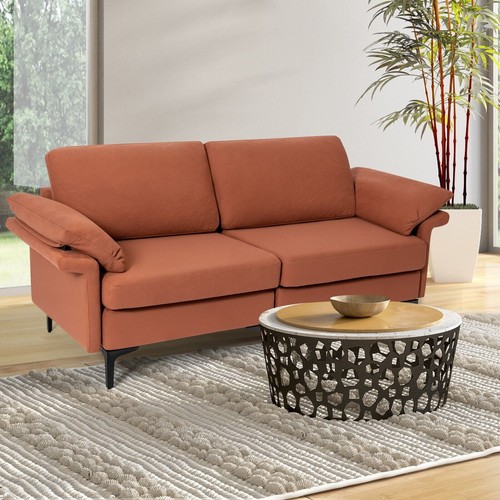 Modern fabric loveseat - fabric, 2