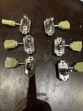 Vintage Kluson Style 3x3 Machinehead / Tuners - Chrome / Green - For LP / SG