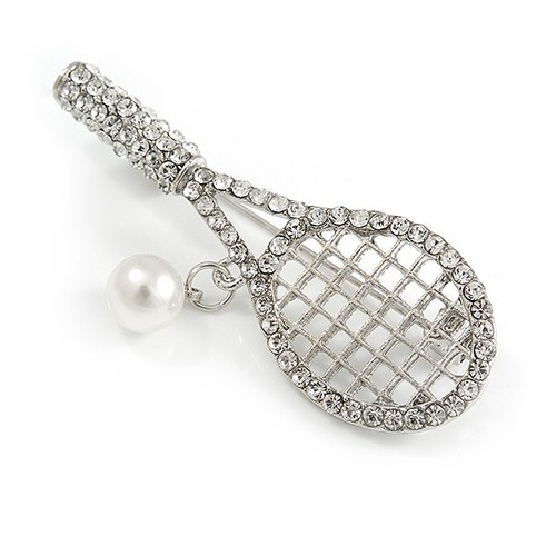 Silver tone clear - tone, crystal