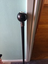 8 Ball Metal Walking Stick With Decorative Collars 3' Long