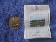 Memorial Plaque WWI (Dead Man's Penny) Bronze Medal Royal Arsenal Woolwich 