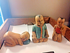 Antique Hand Carved Trio Of