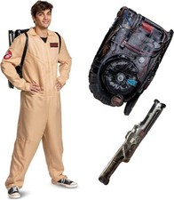 Adult Deluxe Ghostbusters Costume Proton Pack Mens Womens Halloween Fancy Dress