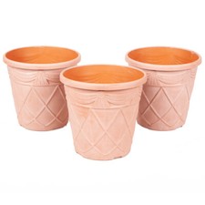 Garden Planters, Tuscan Style, Terracotta Effect, 3 x 10in, Weather Resistant