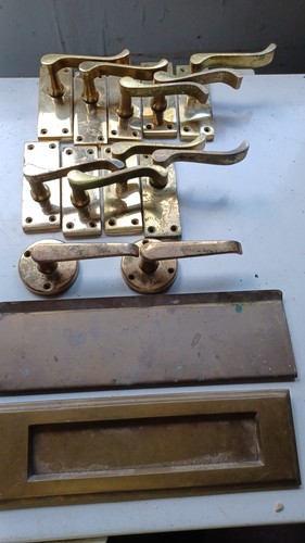 Brass door handles - door, letter