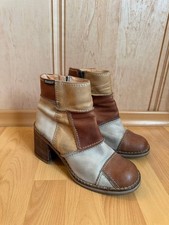 DESTROY MADE IN SPAIN BROWN PLATFORM BLOCK HEELS BOOTS MID CALF WOMENS EU 3839