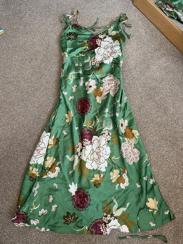 Zara green floral satin - floral,