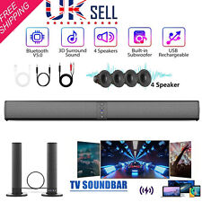 Wireless Surround Sound Bar 4 Speaker System Bluetooth Subwoofer TV Home Theater