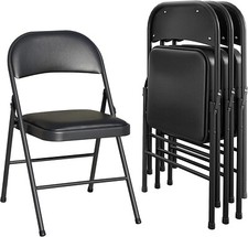 KAIHAOWIN Folding Chairs set of 4 Vinyl Foldable Chairs Portable Easy Storage