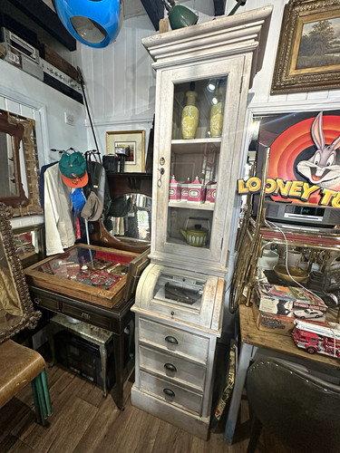 Antique narrow secretary desk - secretary,