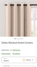 Dunelm Zodiac Blackout Eyelet Curtains Natural, Size W 228 (90") x D 137 (54")
