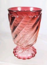 Antique Baccarat Glass Crystal Swirl Pink Tumbler - Excellent A2