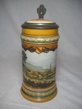 Rare Mettlach C. Warth Stein #1795 Circa 1887 View of Freiburg 1/2L See Listing
