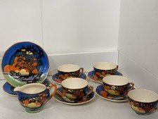 VERY RARE ANTIQUE COLLECTION OF SUPERB BARKER BROS 'THE STORM' TEA SET (12pcs)