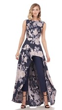 Kay Unger Floral Jumpsuit Navy