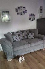 3 Seater Sofa in Grey Fabric Verona  Used CLEARANCE | All cushions Included