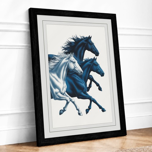 Horses motion rustic framed - in,