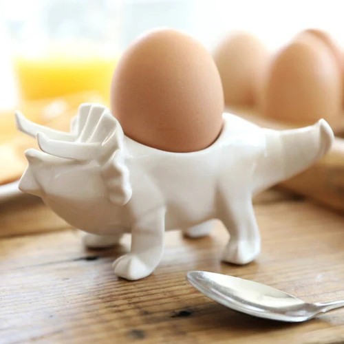 White ceramic triceratops - white,