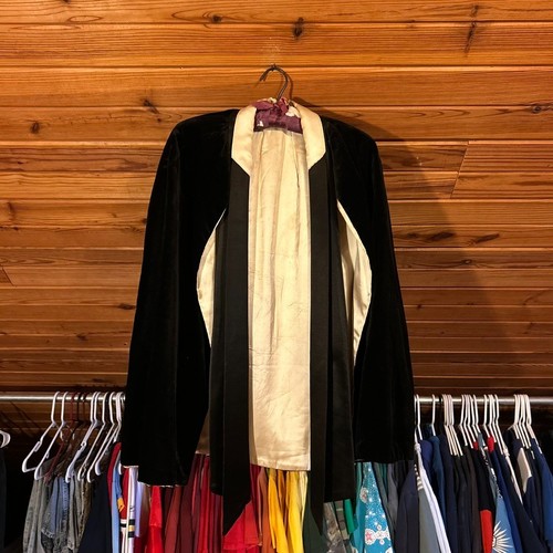 Vintage black velvet cape - black,