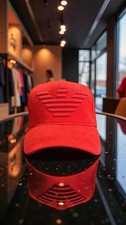Emporio Armani Red Cap – 3D Embroidered Eagle Logo Unisex Hat Adjustable