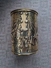 Antique Arts @ Crafts brass Tea Caddy Coffee container C1900 love hearts superb 