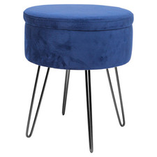Round Velvet Storage Footstool