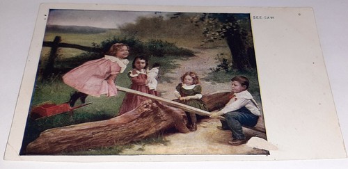 Postcard see saw kids - postcard, saw"