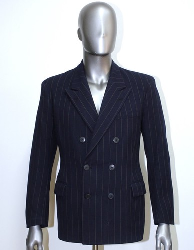 French 1940s blue striped wool - 1940s,