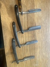 Four Vintage Cut-Throat Razors Made From Sheffield Steel With Original Boxes.