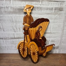 Vintage Carved Wood Rickshaw