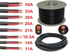 Twin 2 Core Cable 12v 24v 2Core Flat Thin Wall Wire All Amp Red/Black Automotive